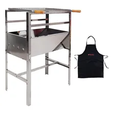Churrasqueira Inox Portátil Grande C/ Grelha Inox + Avental Brinde Foto mini 1