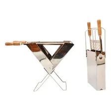 Churrasqueira Maleta Dobrável Carvão Inox 22x38 Foto mini 1