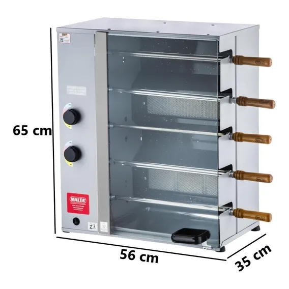 Churrasqueira Rotativa A Gás Malta 5 Espetos Aço Inox Bivolt Foto 1