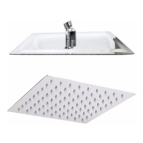 Chuveiro Ducha Slim Quadrado Metal Fria Art. Sem Braço 20x20 Foto 1