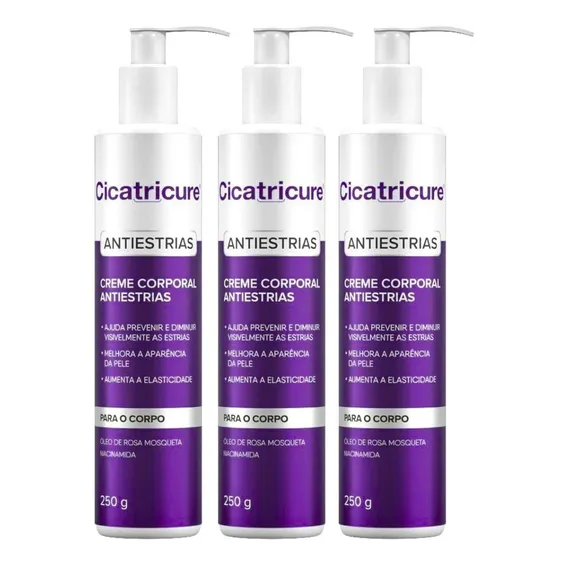 Cicatricure Kit 3uni Creme Corporal Antiestrias 250g Foto 1