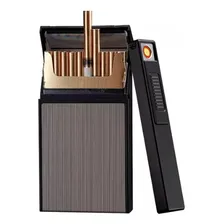 Cigarreira Cigarros Longos Isqueiro Elétrico Recarregável Foto mini 1