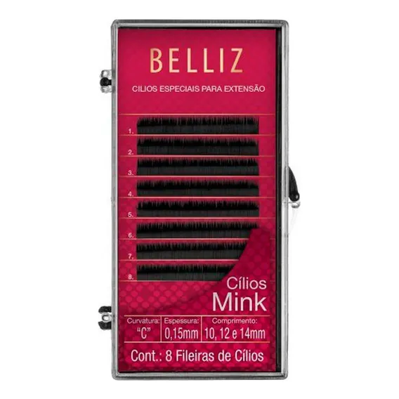 Cilios Belliz Mink Para Alongamento Curvatura C 0,15mm Mix Foto 1