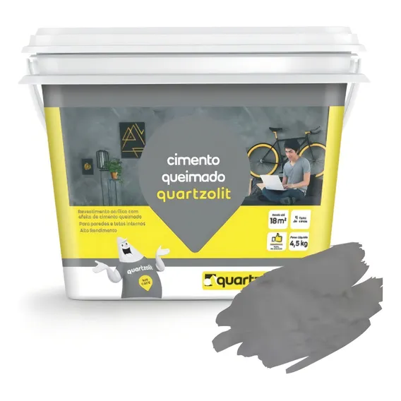 Cimento Queimado 4,5kg Cinza Escuro Quartzolit Foto 1