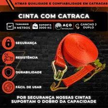 Cinta Com Catraca 3 Toneladas Cinta De Amarração 9 Metros Para Amarrar Cargas 50mm Atmas Foto mini 2