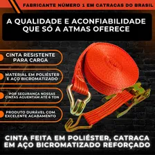 Cinta Com Catraca 3 Toneladas Cinta De Amarração 9 Metros Para Amarrar Cargas 50mm Atmas Foto mini 3