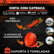 Cinta Com Catraca 3 Toneladas Cinta De Amarração 9 Metros Para Amarrar Cargas 50mm Atmas Foto mini 4