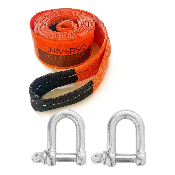Cinta Fita Para Reboque 10 Ton X 6 Mts Com Duas Manilhas 5/8 Cor Laranja Foto 1