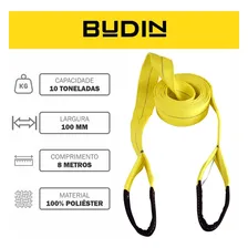 Cinta Fita Para Reboque E Arraste 10 Ton X 8 Metros Plana Largura 100mm - 4x4 / Trilhas / Off Road / Caminhão / Trator - Budin Ferramentas Foto mini 2