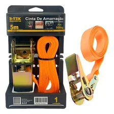 Cinta Para Carga Com Catraca 5m 500kg 25mm Largura B-Tek Cinta De Amarração com Catraca Cor Laranja Foto mini 1