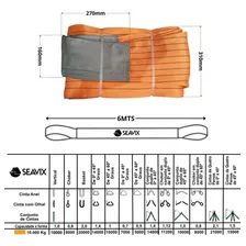 Cinta Para Elevações De Carga 10 Toneladas X 6mts Cinta Em Poliester Altamente Reforçado E Resistente Cinta Seavix Ideal Para Elevações Pesadas Cargas Levantar Pesos Barcos Lanchas Caminhão Motos Foto mini 2