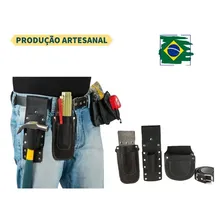 Cinto Carpinteiro Porta Prego Ferramentas Profissional Couro Foto mini 2