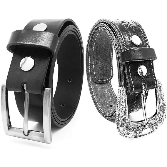 Cinto Couro Legitimo Country + Cinto Social Largo Masculino Cor Preto Tamanho 125 Foto 1