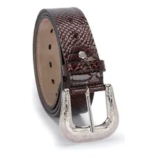 Cinto Cowntry Masculino Em Couro Fivela Cavalo Cobra 203 Cor Marrom Tamanho 115 Foto mini 1