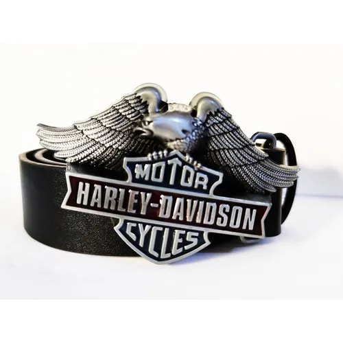 Cinto De Couro C/ Fivela Harley Davidson Moto Carro Encontro Foto 1