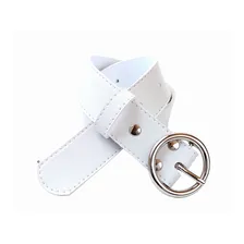 Cinto Feminino De Corino Fivela Redonda Cor Branco Tamanho G Foto mini 1