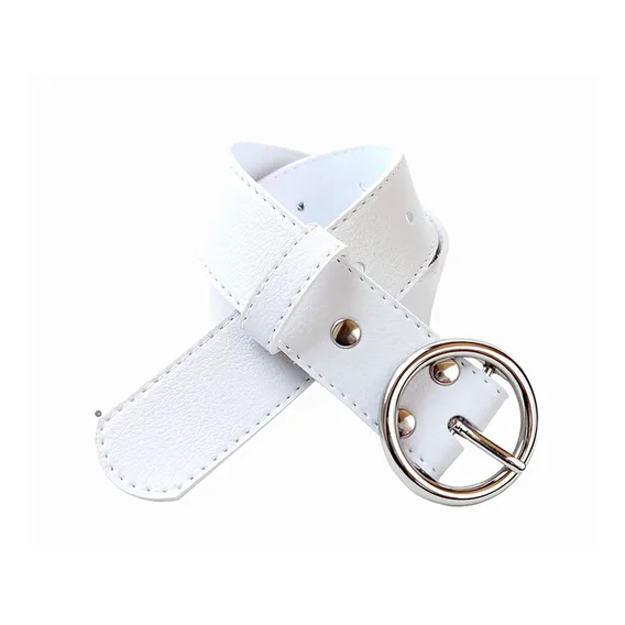 Cinto Feminino De Corino Fivela Redonda Cor Branco Tamanho G Foto 1