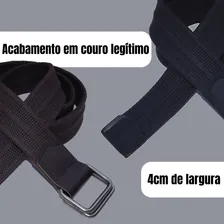 Cinto Lona Premium Masculino Couro LegĂtimo Argolas 4cm L48a Cor Preto Tamanho Calça 48 (comprimento 130cm) Foto mini 2