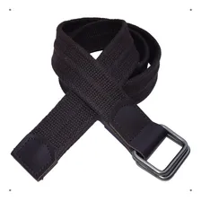 Cinto Lona Premium Masculino Couro Legítimo Argolas 4cm L48f Cor Café Tamanho Calça 48 (comprimento 130cm) Foto  mini 1