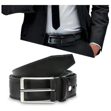 Cinto Masculino Couro Legítimo Social Liso Premium Cor Preto Tamanho 110 Foto  mini 1