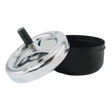 Cinzeiro Girat贸rio De Metal Tampa Anticheiro S/ Fuma莽a Cores Cor Preto Foto mini 4