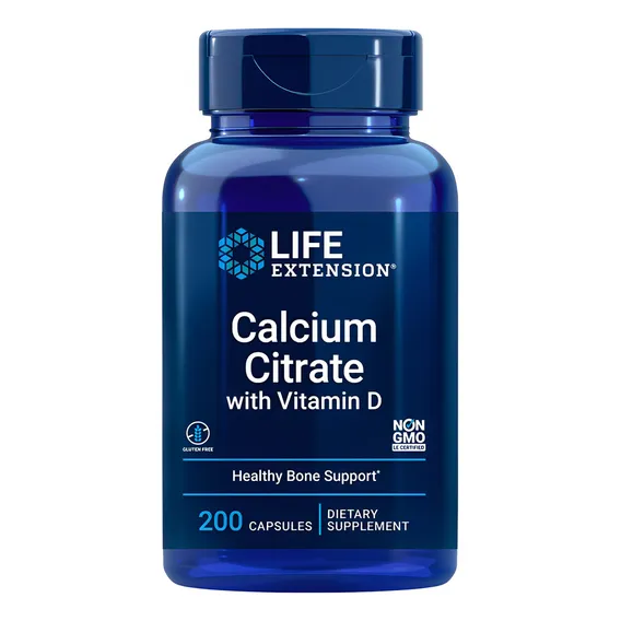 Citrato Cálcio, Vit. D Life Extension 200 Caps 2un Sabor Sem Sabor Foto 1
