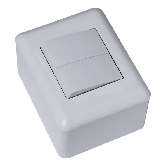 Cj Interruptor Duplo Simples Sobrepor - Blux Overlap Branco Foto 1