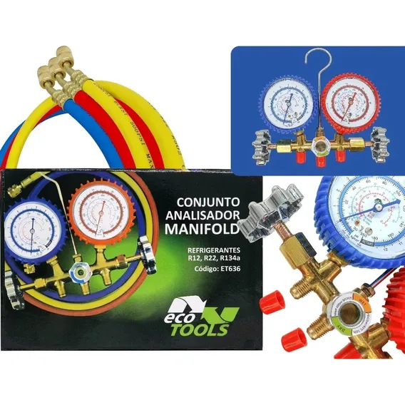 Cj Manifold R12 / R22 / R134a Mangueira 90cm Foto 1