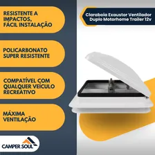 Claraboia Exaustor Ventilador Duplo Motorhome Trailer 12v Foto mini 4