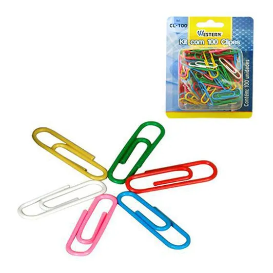 Clips Colorido Com 100 Pecas Na Cartela Foto 1