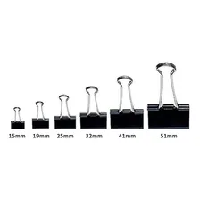 Clips Prendedor Papel 41mm 24un Preto Grampo Binder Grande Foto mini 2
