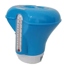 Clorador Dosador Flutuante De Cloro Piscinas Com Termômetro Foto mini  2