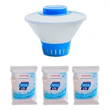 Clorador Flutuante+ 3 Pastilhas Clorofacil Suporte Pastilhas Cor Branco E Azul Foto  mini 1