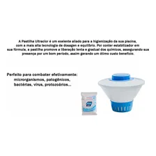 Clorador Flutuante+ 3 Pastilhas Clorofacil Suporte Pastilhas Cor Branco E Azul Foto mini  3