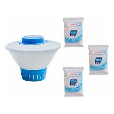 Clorador Flutuante+ 3 Pastilhas Clorofacil Suporte Pastilhas Cor Branco E Azul Foto mini  2