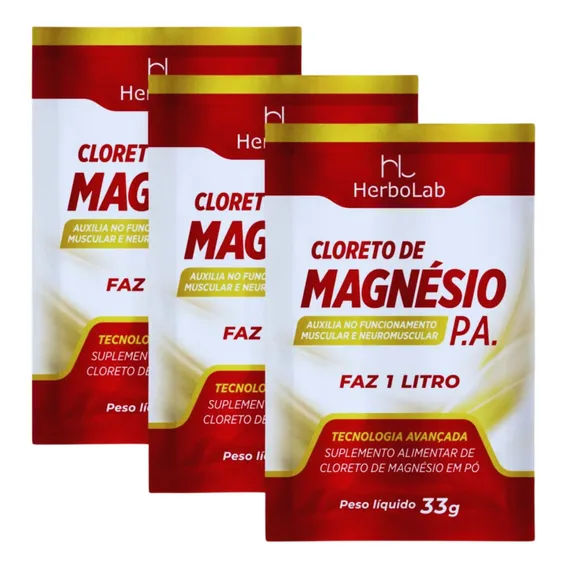 Cloreto Magnésio P.a. 3 Sachês 33g Cada Sabor Neutro Foto 1