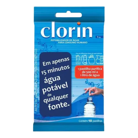 Clorin 10 Pastilhas Para Agua Potável Pronta Para Beber Foto 1