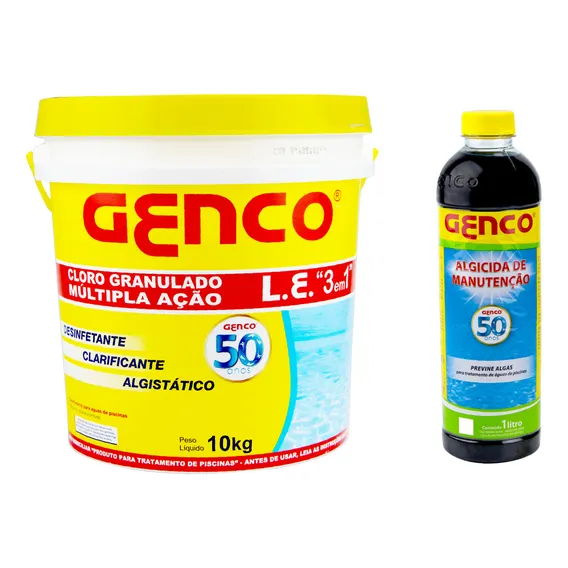 Cloro Granulado 3x1 Multi Ação 10kg Genco + Algicida Piscina Foto 1