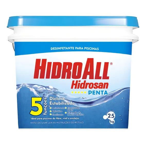 Cloro Granulado Hidrosan Penta 5 Em 1 - Balde De 2,5kg Foto 1