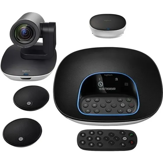 CĂąmera de microfone de videoconferĂȘncia Logitech Hd Group Usb Ptz, cor preta Foto 1
