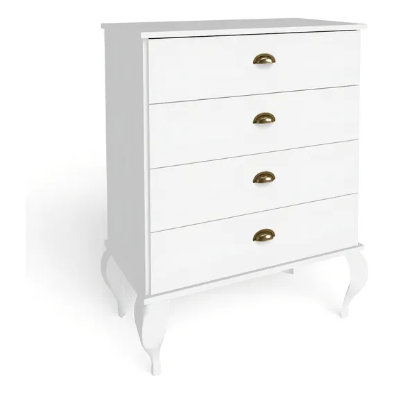 Cômoda Clássica 4 Gavetas - Branco Foto 1