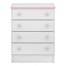 C么moda Infantil Doce Sonho 4 Gavetas Rosa/branco - Qmovi Foto mini 2