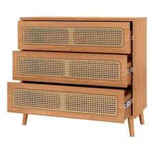 C么moda Mdf 105cm Com 3 Gavetas C/ Palha Freij贸 Foto mini 2