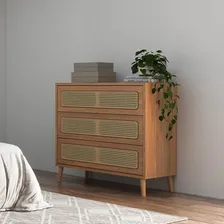 C么moda Mdf 105cm Com 3 Gavetas C/ Palha Freij贸 Foto mini 1