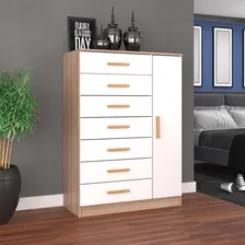 C么moda New M么naco 1 Porta 7 Gavetas Demoli莽茫o/branco - Cor Branco Foto mini 2