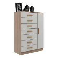 C么moda New M么naco 1 Porta 7 Gavetas Demoli莽茫o/branco - Cor Branco Foto mini 1