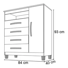 C么moda Sapateira 1 Porta E 4 Gavetas Cannes Malbec - Mpdecor Cor Marrom Foto mini 4