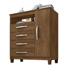 C么moda Sapateira 1 Porta E 4 Gavetas Cannes Malbec - Mpdecor Cor Marrom Foto mini 1
