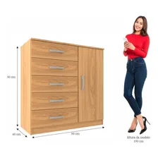 Cômoda Sapateira Evidência Zurique 1 Porta 5 Gavetas Foto mini 3