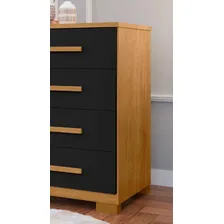 C么moda Thor 4 Gavetas Em Madeira Com Quatro Gavetas Preta Casa Lustre Foto mini 3